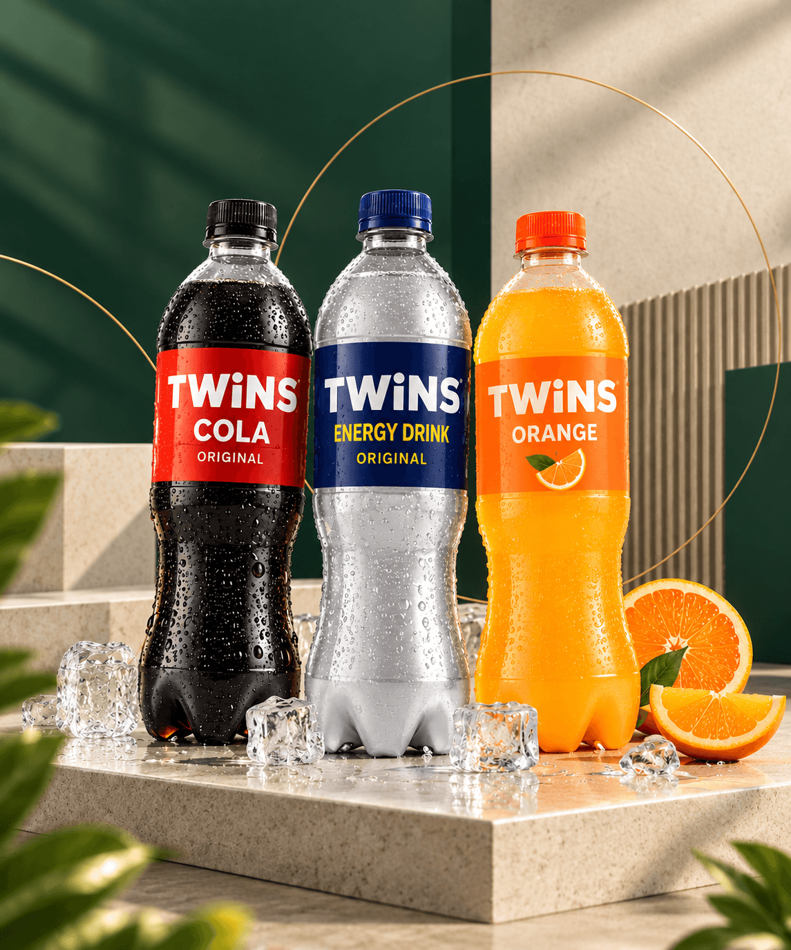Twins Cola, Energy y Orange en botella